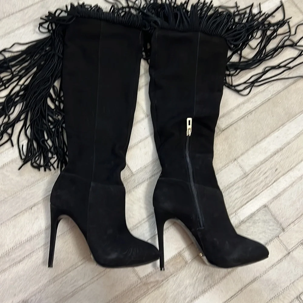 Schutz woman’s fringe /suede leather knee high boots - Picture 8 of 11